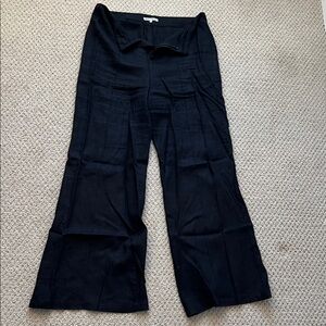 Reformation Black Wide-Leg high Waist Linen Pants - Size 10
